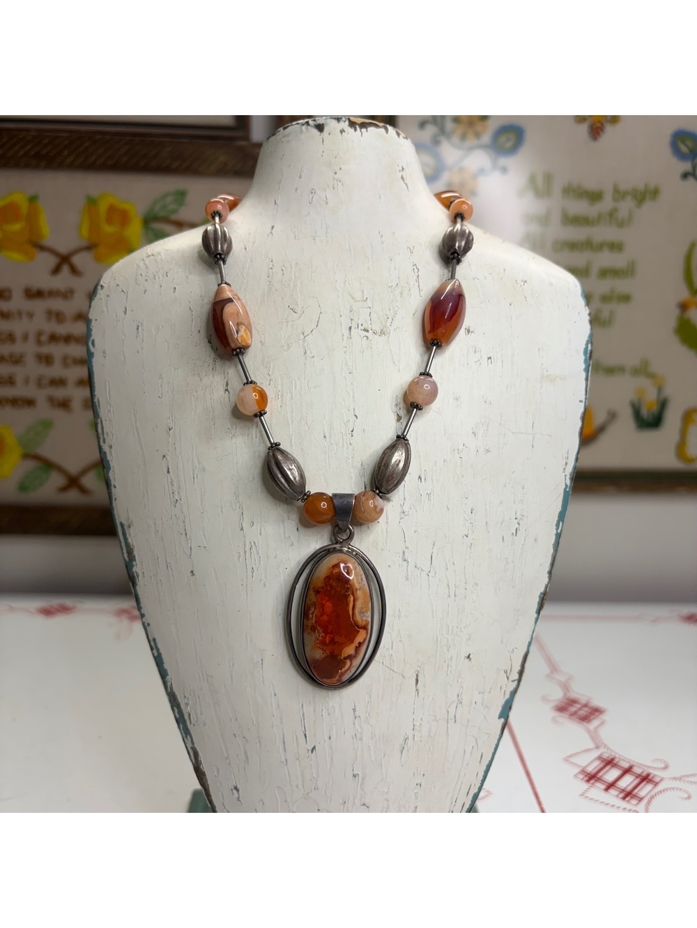Sterling silver Agate necklace vintage